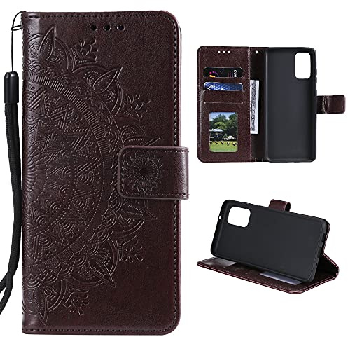 CoverKingz Schutzhülle kompatibel mit Samsung Galaxy A72 - Handycover mit Kartenfach Schutztasche Wallet - Flip Case klappbar Motiv Mandala Braun
