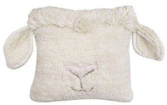 Lorena Canals Waschbares Dekokissen Woolable Kids PINK Nose Sheep in Weiß. Das Kinderzimmer. Handgefertigt, quadratische Form, natürliche Wolle Kurzhaar und Nicht-toxische Farbstoffe. Größe: 35x35cm
