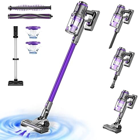 Hosome Family Cordless Vacuum Cleaner 250W, 26Kpa 4 in 1 Digital Display Stick Upright Vacuum Cleaner with Mounting Bracket, Lightweight Rechargeable Handheld Vacuum 42 Mins Run Time with LED Light