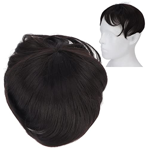 Männer-Haarteil, Toupet für Männer, Glattes Haarteil, Echthaar-Ersatzsystem für Männer für Den Täglichen Gebrauch, Cosplay, Halloween-Partys, Weihnachtsfeiern