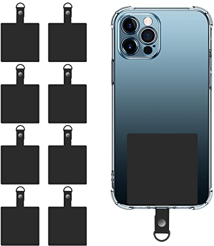 Cobee Universal Phone Tether Tab, 8 Stück PVC Wrist Lanyard Strap Tether Tab mit D-Schnalle, Phone Strap Ersatzteil für Handy, Safety Lanyard Patch für Fallschutz (Schwarz)