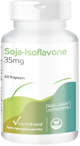 Vitamintrend Soja-Isoflavone 35 mg, 60 Kapseln, schluckfreundlich, mit Vitamin E, Nahrungsergänzungsmittel vegan ohne Magnesiumstearat, in Deutschland hergestellt