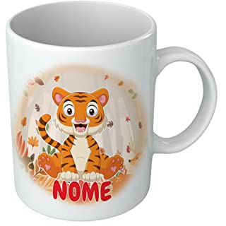 Tazza Bambino Tigre - Nome Personalizzabile - Tigrotto - Animali Simpatici - Tazze con Nome - Bambino - Idea Regalo