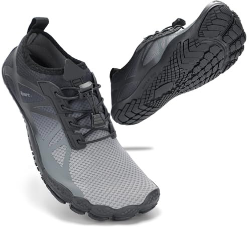 STQ Badeschuhe Damen Wasserschuhe Herren Outdoor Sport Traillaufschuhe Schnell Trocken Surfschuhe rutschfest Bequem Strandaschuhe Beach Sport Sneakers Schwarz Grau 41 EU