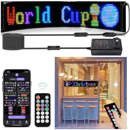 SAOJAY LED-Schilder für Auto RGBW, flexibles individuelles Textmuster, Animation, Scrolling-Panel, USB 5 V App-Steuerungsdisplay für Autos, Taxi, Store, Festival, Geburtstag, Party, Bar (17.8x7.6 cm)