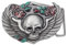 Longcreek Gürtelschnalle Totenkopf für Männer Gürtelschnalle Wikinger Totenkopf Flügel Gürtelschnalle Totenkopf Gothic Totenkopf Gürtelschnalle Gürtelschnalle Totenkopf Rosa Blume, silber / schwarz,
