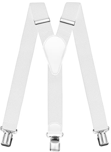 Sencillo Hosenträger Herren mit Starken Clips Y-Form Weiß