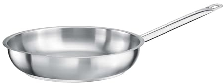 TOMGAST Bratpfanne Durchmesser: 24 cm Höhe: 5 cm | Edelstahl 18/10 | Wandstärke von 1 mm bis 1,2 mm | Dreischichtiger Boden aus Aluminium und Stahl | Induktion