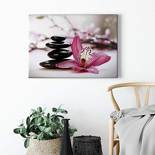 A.S. Création Leinwandbild Blumen floral Orchidee - Kunstdruck rosa - 70x50 cm Querformat - moderne Wanddekoration Schlafzimmer Wohnzimmer Küche - Bild auf Keilrahmen