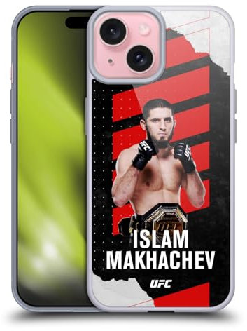 Head Case Designs Offizielle UFC Kampfkarte Islam Makhachev Gelhülle [Militärischer Schutzgrad] Kompatibel Mit Apple iPhone 15 Und Kompatibel Mit MagSafe