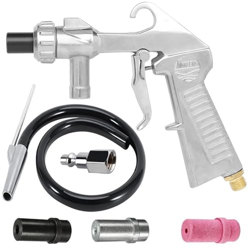 MeYuxg Pistola Sabbiatrice, Sabbiatrice per Compressore con Tubo in Gomma (1 m) e Ugelli in Ceramica un Raccordo ad aria, per Lucidatura Superficiale