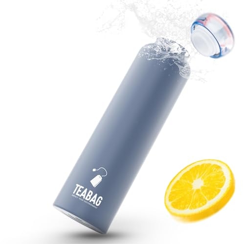 Teabag Edelstahl Trinkflasche 750ml [für Kohlensäure geeignet] AUSLAUFSICHERE Wasserflasche - ideal für Sport, Schule & Co - trinkflasche sport trinkflasche spülmaschinenfest (Silber, 750ml)