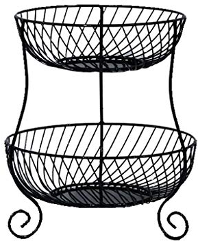 OQHAIR Conteneur Panier De Fer Panier De Fruits Panier Multicouche Panier De Cuisine pour Pot De Fruits Salon Assiette De Fruits Secs Créatif Deux Étages