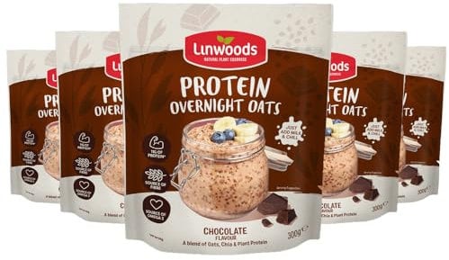 Linwoods Chocolate Protein Overnight Oats | 5 x 300g Porridge Oats | Healthy Breakfast Food | Vegan Friendly & Gluten Free