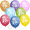 MUEZDUR 12 kunterbunte Luftballons 10. Geburtstag 30cm Luftballon Deko mit 1 Rollen Weiß Band, 10. Deko Geburtstag Mädchen Junge Jubiläum 10. Jahre Ballon Zahl 10