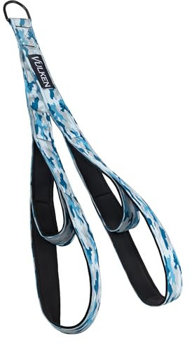 Vulken Attacco per cavo per tricipiti. 28,7 pollici e 22 pollici Due lunghezze integrate in una corda tirante verso il basso. Cinghie di estensione per tricipiti attrezzatura da palestra, blu mimetico