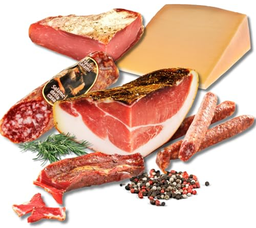 BAVAREGOLA 6er Südtiroler Spezialitäten Probierset - Südtiroler Speck, Käse, Salami & Schinken von Viktor Kofler/Lana in einem Set