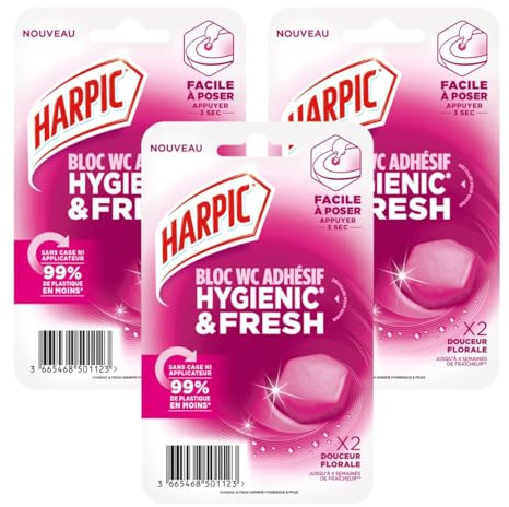 Harpic - Lot de 3x2 Blocs WC adhésif Hygienic & Fresh Douceur Florale