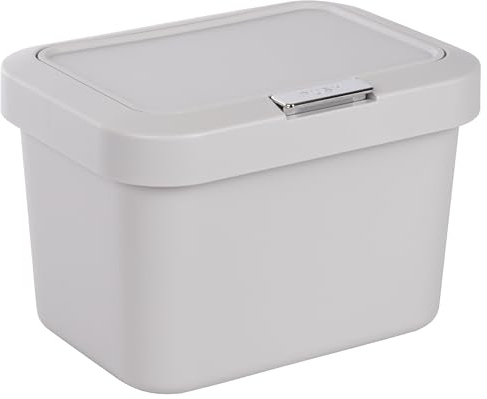 ONVAYA® Cubo de compost para la cocina, color gris claro, resistente a los olores, apto para lavavajillas, para encimera y mesa de cocina, 5 litros de capacidad, botón de presión, cubo de basura