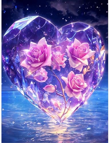 ZEELANNA Diamond Painting Coeur, Diamond Painting Adulte, Diamant Painting, Painting Diamant, Broderie Diamant Kit Complet, Peinture Diamant Enfant, Fleur Murale Décoration 30x40cm