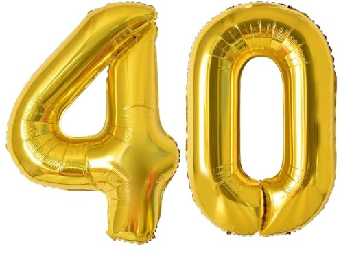 LAC EVERYTHING EVERYWHERE Luftballon 40 – Zahlen Goldene 65cm - Luftballon 40 Geburtstag Mann & Frau - Helium Folienballon Gold - Partydekorationen