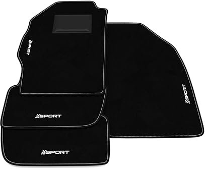 Fußmatten kompatibel mit Chevrolet Spark 2010-2013, Sport Stickerei, maßgeschneidertes Auto-Fußmatten-Set, Teppich Set