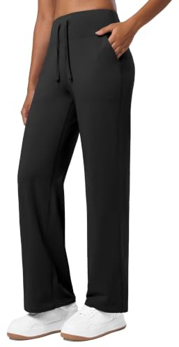 WILLIT Jogginghose Damen Fleece gefütterte Hose Winter Sporthose Warme Yogahose Thermohose Weites Bein Lounge Hose mit Taschen