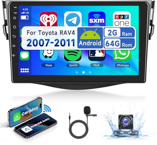2G 64G Podofo 9'' Autoradio für Toyota RAV4 2007-2011 Wireless Carplay Android Auto,Android 13 Radio 2 Din mit Bluetooth WiFi GPS HiFi RDS/FM +AHD Rückfahrkamera/Canbus