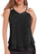DRESSTELLS Pailletten Oberteil Damen Schwarz Glitzer Top Spaghetti Ärmellos Shirt Metallic Blaues Glitzertop Frauen Party Sommer Outfit Sexy Vest Disco Tshirt Black XL