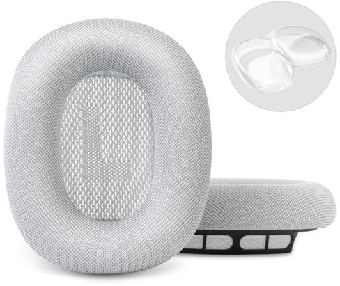 TSYUCXH Almohadillas de repuesto mejoradas 2024 para auriculares Apple AirPods Max, almohadillas de tela de malla con espuma viscoelástica e imán para AirPod Max + funda de TPU suave para Airpod Max