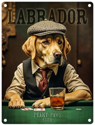 Small (150 x 200mm) Metal Sign - Peaky Paws Club - Yellow Labrador