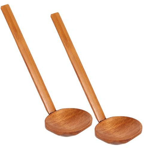 Manja larga cuchara de ramen Madera de madera grande Cose de tortuga de tortuga Beber cucharas de sopa 2 piezas ...