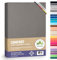 leevitex® Premium Spannbettlaken 180x200-200x220 cm - 40 cm Steg - auch für Boxspringbett & Wasserbett | 100% Mako-Jersey-Baumwolle | ÖKO-TEX | 170g/m² | Graphit/Grau