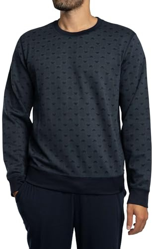 Emporio Armani Interlock Herren-Sweatshirt, Jacquard, geschlossen, Blau, Größe XL, blau, XL