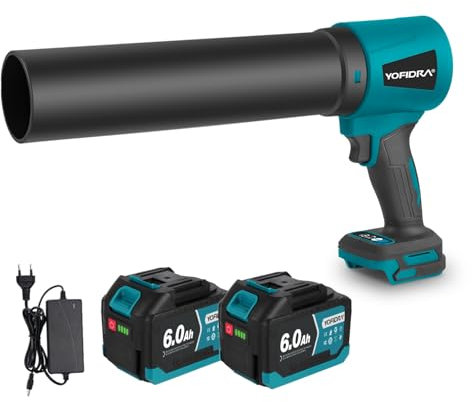 Yofidra Soffiatore a batteria con batterie da 2x6.0Ah - Motore brushless da 1500W, soffiatore a batteria da 180m/s, turbo soffiatore a 3 velocità per la cura del giardino e dell'orto
