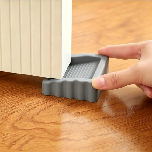 Rubber Door Stoppers Wedge,Bidirectional Door Stops,Small Size Cube Doorstop for Carpet Duty Door,Door Gaps (Grey 2 Pack)