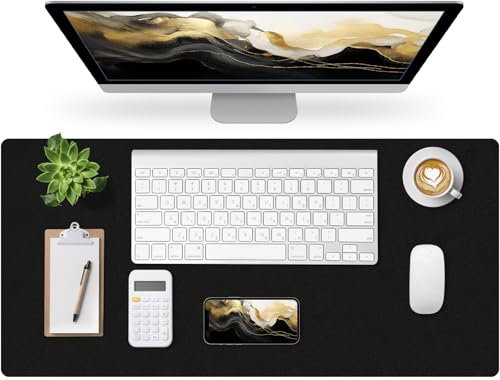 Sevenpers Mauspad Große, 90x43cm Schreibtischunterlage mit Wasserdicht und Rutschfeste, Durable aus PU-Leder, Schreibtischschutz Tischunterlage für Büro, Home-office, Laptop Schwarz