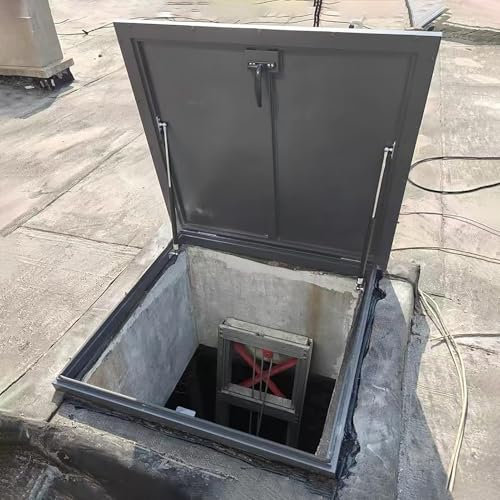Vibeo Dachfenster Deckzugangslukenabdeckung Kommerziell, Hauskellerausgang/Kellerlüftung, Schwere Wartungsluke aus Metall Auf Dem Dach, Dachbodentreppen-Auslassdeckel(95x80cm/37.4x31.5in)