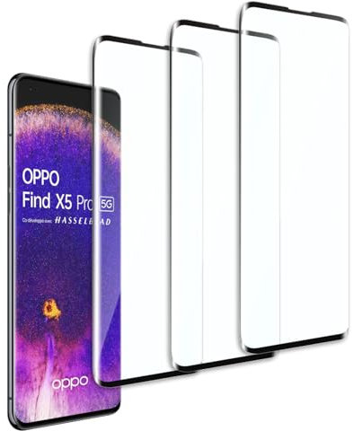 Jinshiweikai Lot de 3, Verre Trempé pour Oppo Find X5,Film Protection écran efficace contre les Rayures,3D Incurvé Couverture,Dureté 9H Glass,Compatible Oppo Find X5