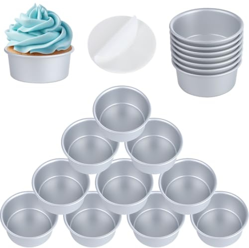 YOFAPA 18PCS 4-Inch Round Cake Molds with 100PCS Baking Papers, 18 Pieces Aluminum Alloy Cake Baking Molds, Cake Moulding Pans for Chiffon, Sponge, Mousse, Cheesecake, Pizza