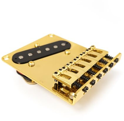 Chevalet doré à 6 selles avec micro à bobine unique compatible avec Fender Telecaster - Pièces de rechange pour pont de guitare électrique