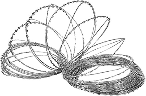ZBORAVPIX Security Razor Wire, Razor Wires Roll, 33 FT Per Roll Galvanized Steel Razor Barbed Wire, Double Helical Design, Weather Resistant Fence(D 30cm)