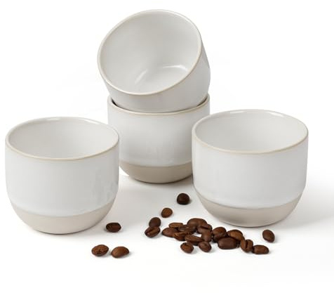 ZEBERBO Ceramic Espresso Cups Set, Espresso Coffee Mugs, Special Glazed Demitasse Cups Expresso Coffee Cup for Espresso Machine (Pure White)