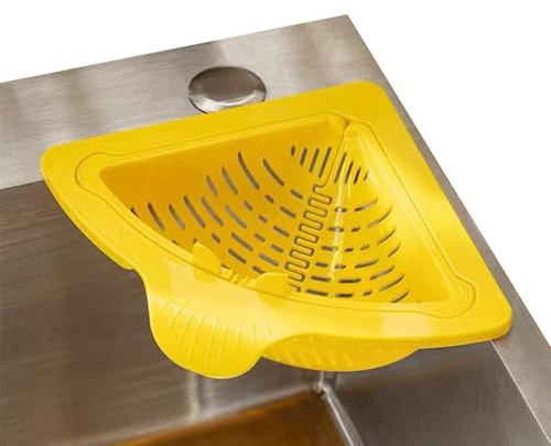Saugnapf Spülbecken Eckablage, Magnetischer Abfluss Und Filterkorb, Stichfreier Dreieckiger Spülbecken Sieb Mit Drehverschluss Am Boden, Auffangbehälter Für Lebensmittelabfälle Zur Entsorgung