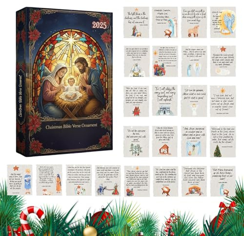 Adventskalender - Weihnachtskrippen-Ornament | 24 Tage Countdown | Weihnachtsdeko Gedicht Andenken Saisonartikel für Thanksgiving, Urlaub, Ostern, Erwachsene, Haus