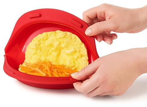 Omelette-Maker für die Mikrowelle – Eierkocher für 2 Tassen, schnelles Frühstücksgericht, mikrowellengeeignete Silikonpfanne mit Deckel | Leicht zu reinigender, gesund kochender Küchenhelfer, Omelette