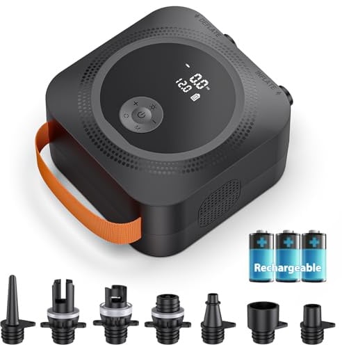 WARMTUYO Pompa SUP Elettrica a Batteria, Pompa ad Alta Pressione 22 PSI, Pompa ad Aria Elettrica Ricaricabile, Inflazione/Deflazione Intelligente, Auto-Off per Tavola da Paddle Gonfiabile, Barche