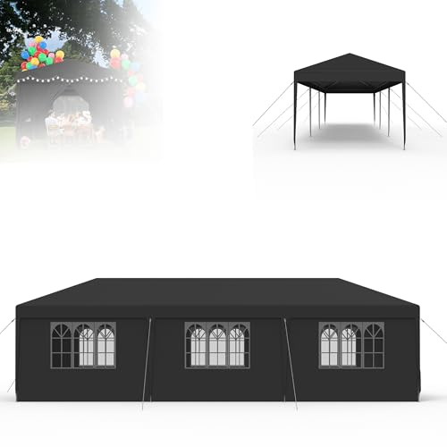 YZNAHRE Pavillon 3x9 m Faltpavillon Partyzelt Gazebo mit abnehmbaren Seitenwänden, wasserdicht, stabiles Stahlgestell, für Garten Party, Anthrazit