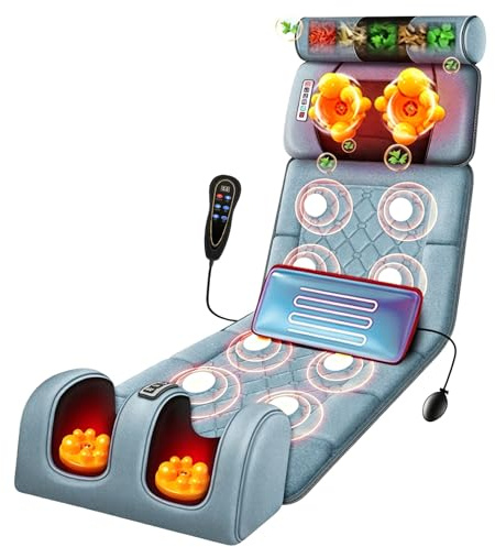 Ganzkörper Massagematte mit Wärmefunktion, Massagesitzauflage mit 10 Vibrationsmotoren, Fußmassage, Nacken- & Rückenmassage Elektrisches Ganzkörpermassagematte (160 × 50cm)