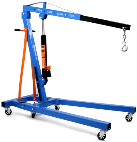 IMJ-Global Werkstattkran 2 TON Modell M80405C mit verstellbarem Arm in 4 Stufen (500 – 2000 kg), Hubhöhe bis 2270 mm, robuste und faltbare Struktur mit Kette und Haken im Lieferumfang enthalten